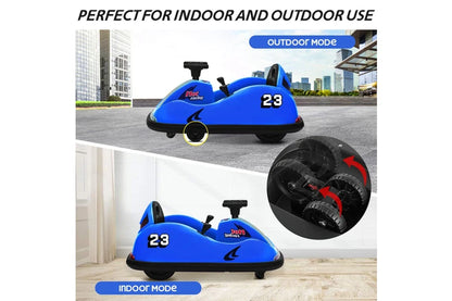 Remote-Controlled Electric Bumper Car for Children - 360-Degree Spin, Dual Motor, Music, LED Lights, Customizable Stickers, Blue