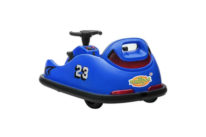 Remote-Controlled Electric Bumper Car for Children - 360-Degree Spin, Dual Motor, Music, LED Lights, Customizable Stickers, Blue