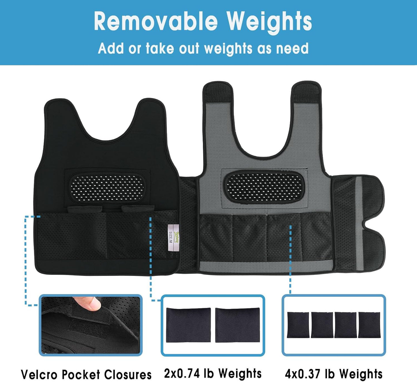 Weighted Vest for Kids - Compression Vest for Children with Sensory Issues, Autism, ADHD - Adjustable Kids Weighted Vest Includes 6 Removable Weights (Large, Ages 10+)