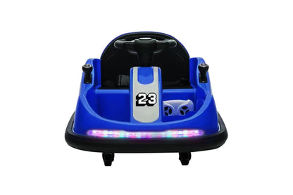 Remote-Controlled Electric Bumper Car for Children - 360-Degree Spin, Dual Motor, Music, LED Lights, Customizable Stickers, Blue
