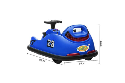 Remote-Controlled Electric Bumper Car for Children - 360-Degree Spin, Dual Motor, Music, LED Lights, Customizable Stickers, Blue
