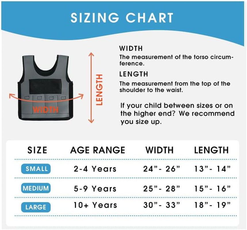 Weighted Vest for Kids - Compression Vest for Children with Sensory Issues, Autism, ADHD - Adjustable Kids Weighted Vest Includes 6 Removable Weights (Large, Ages 10+)