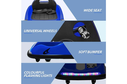 Remote-Controlled Electric Bumper Car for Children - 360-Degree Spin, Dual Motor, Music, LED Lights, Customizable Stickers, Blue